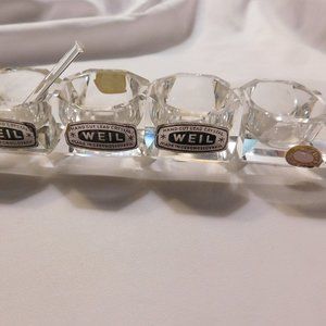 Vintage Weil Hand Cut Lead Crystal Open Salt Cellars Czechoslovakia
